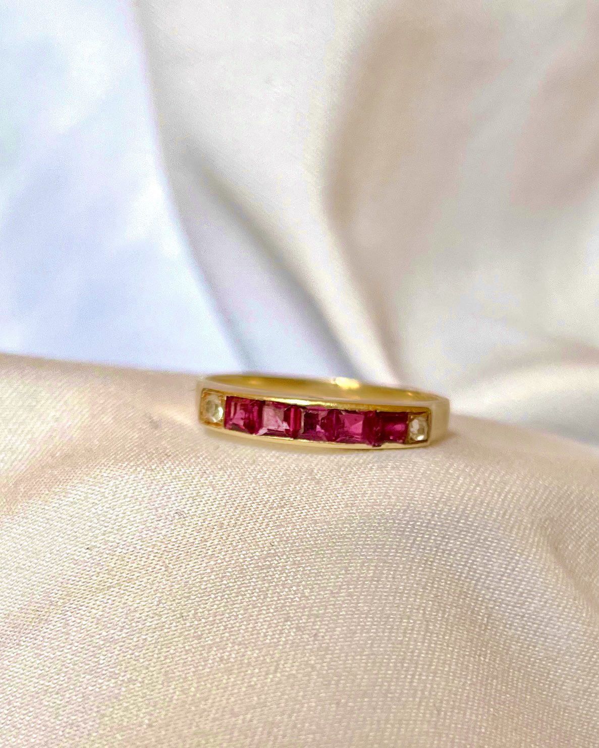 Bague rubis calibrés &amp; diamants "Liza" - Elliade Paris
