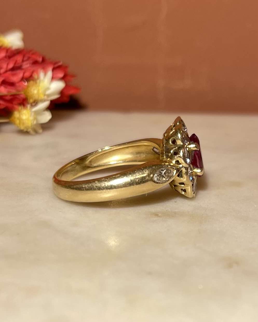 &quot;Paola&quot; 1 Carat Ruby &amp;amp; Diamond Daisy Ring