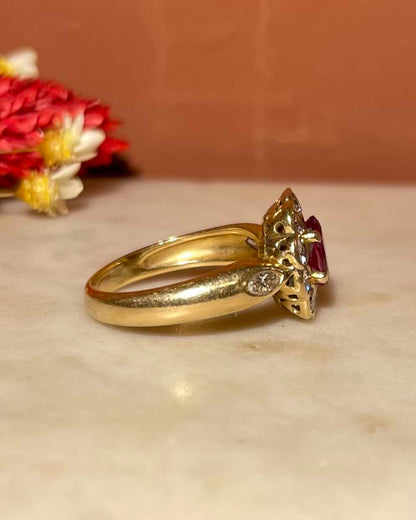 &quot;Paola&quot; 1 Carat Ruby &amp;amp; Diamond Daisy Ring