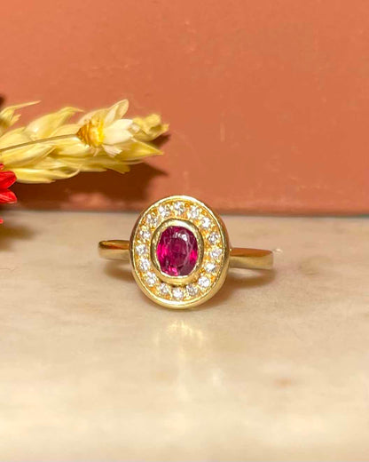 Bague Style Art-déco Rubis &amp; Diamants &quot;Andreane&quot;