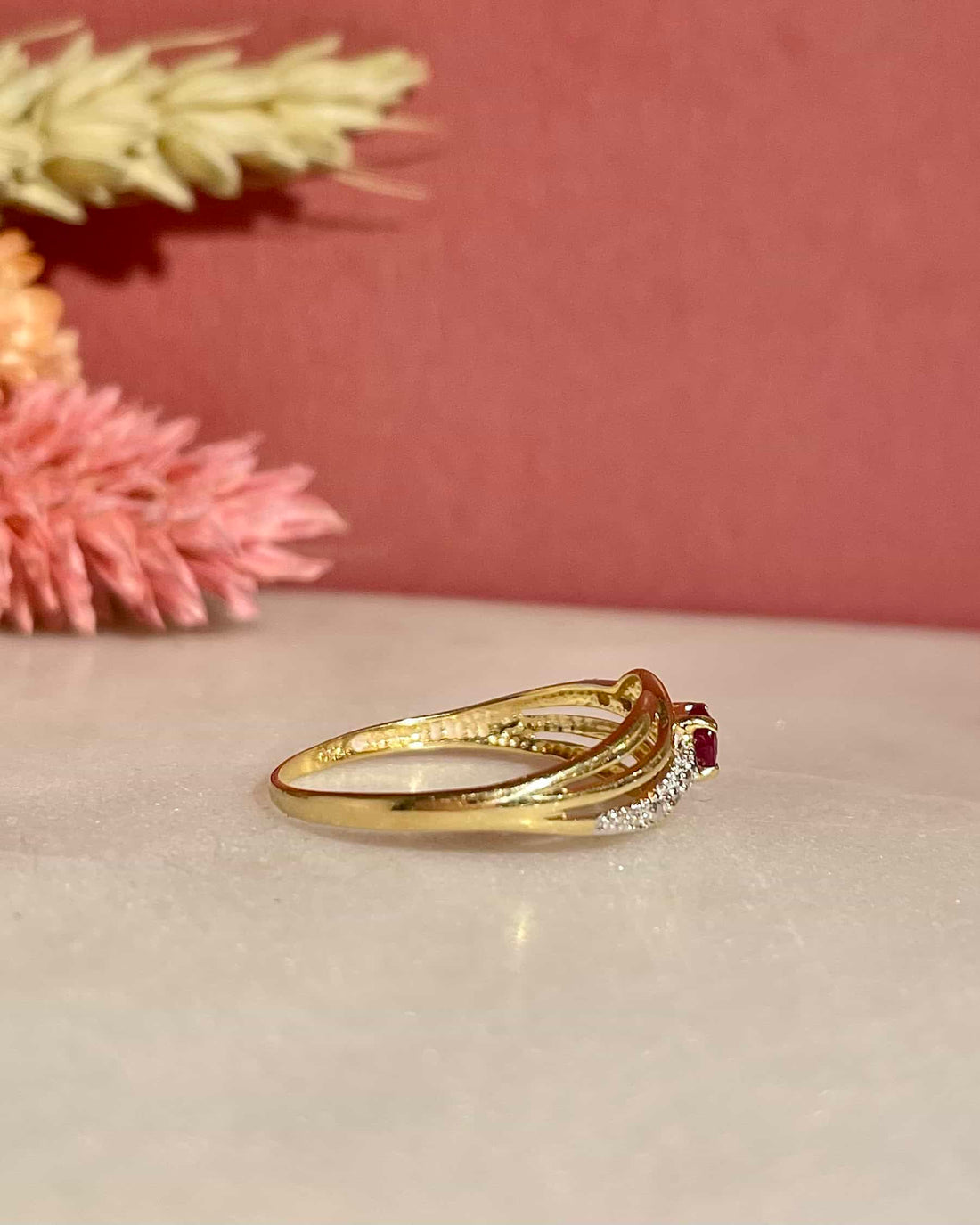 Bague Jonc Rubis &amp; Diamants &quot;Zlava&quot;