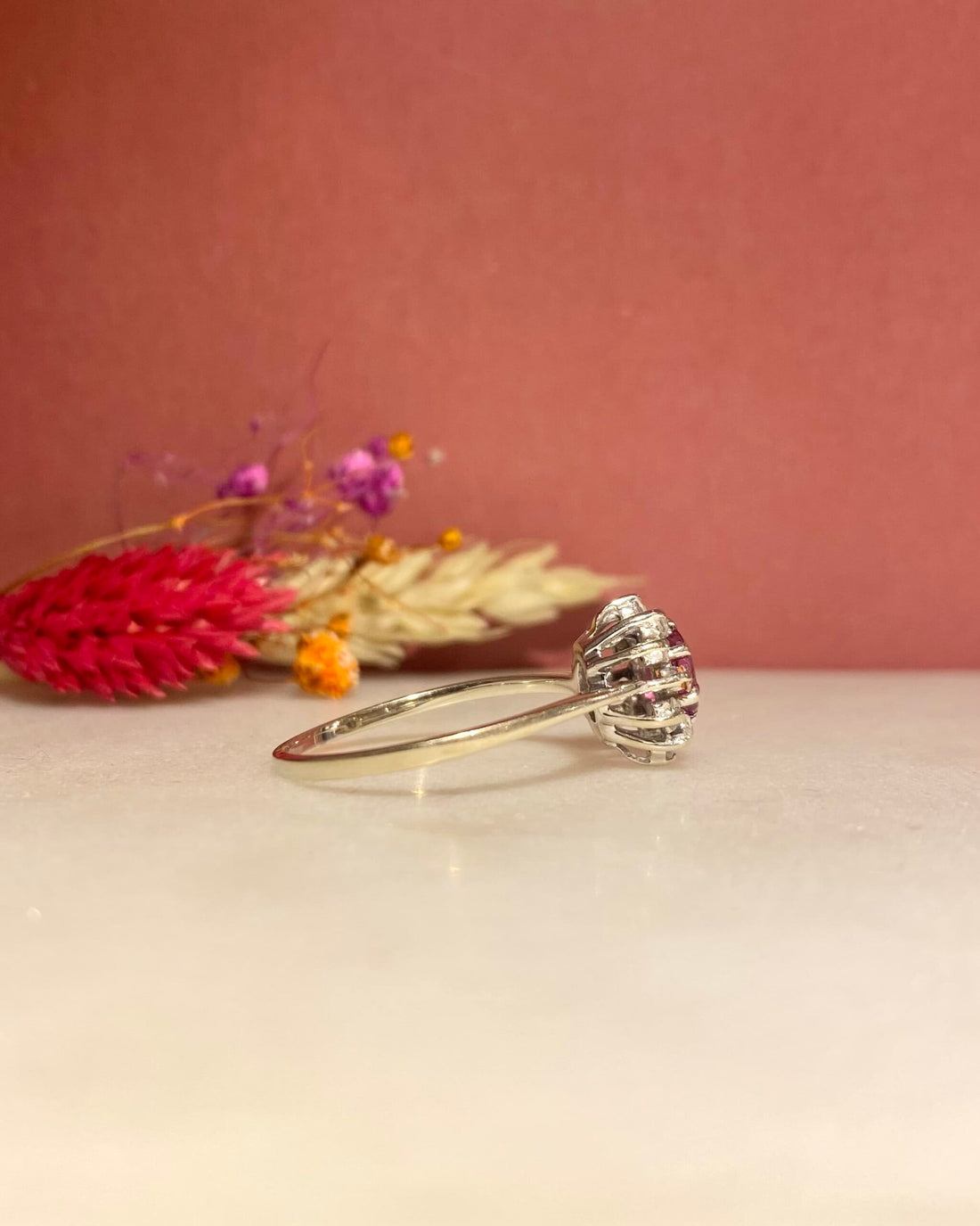 &quot;Jasmine&quot; 0.90 carat Ruby &amp;amp; Diamond Daisy Ring