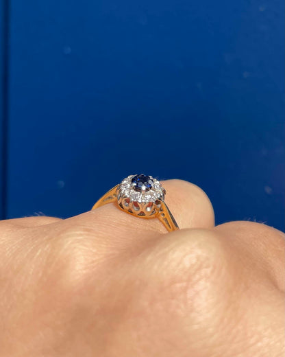 &quot;Nicola&quot; Sapphire &amp;amp; Diamond Daisy Ring