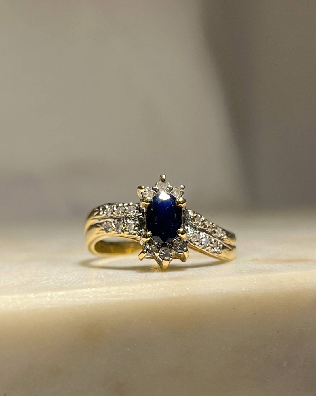 Bague Saphir &amp; diamants vintage Shella - Elliade Paris
