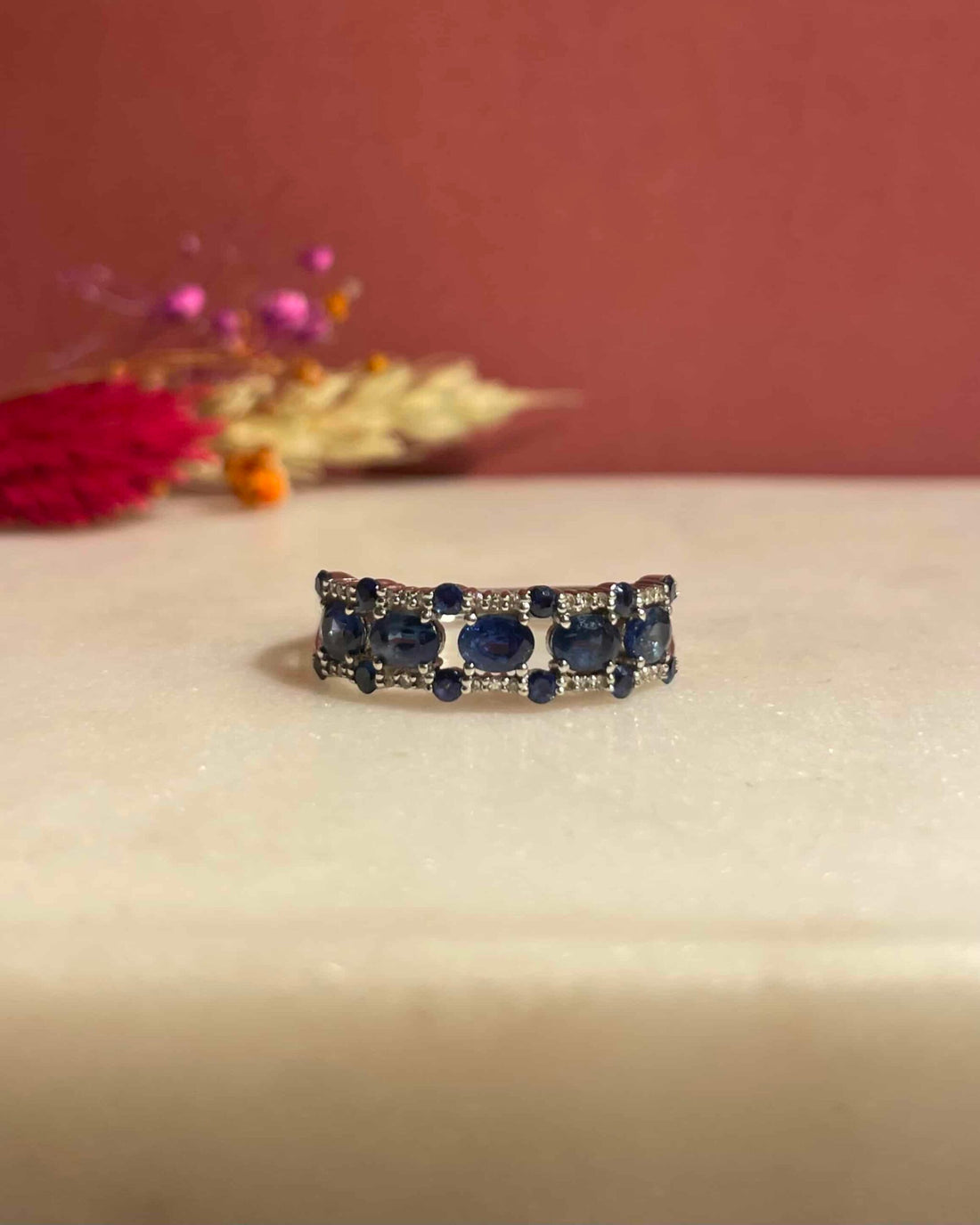 &quot;Genesis&quot; 1.30 Carat Sapphire &amp;amp; Diamond River Ring 