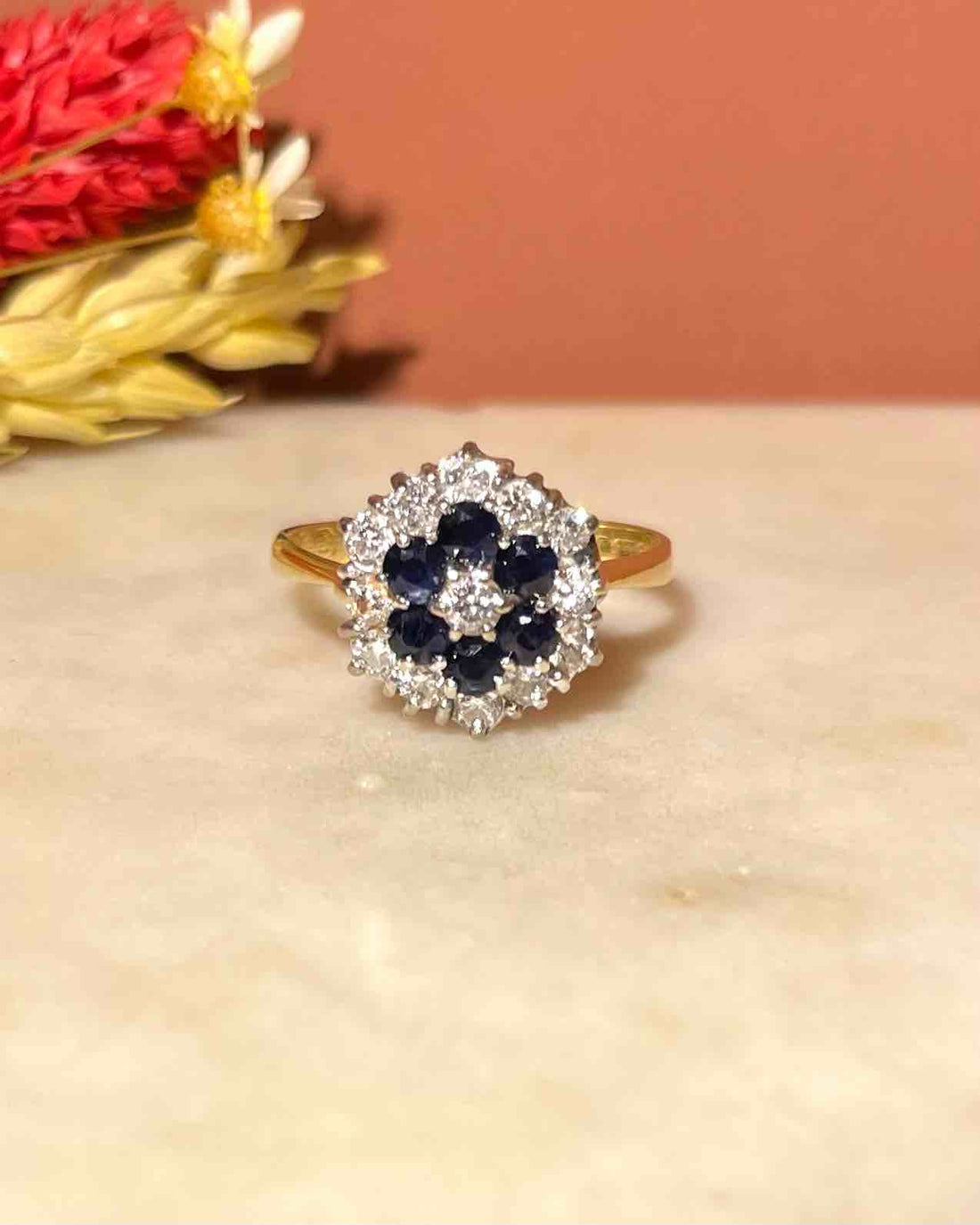 &quot;Giovy&quot; Daisy Sapphire &amp;amp; Diamond Ring 
