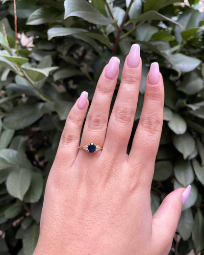 Bague Trilogie Saphir 1 carat &amp; Diamants &quot;Katerina&quot;