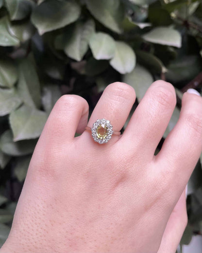 Yellow Sapphire Daisy Ring 0.70 carat &amp;amp; 12 Diamonds &quot;Yuri&quot;