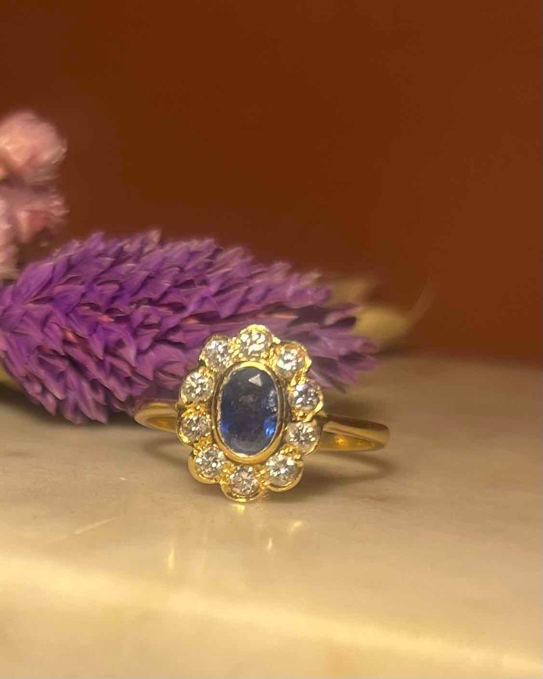 Bague Marguerite Saphir et Diamants &quot;Ambre&quot;