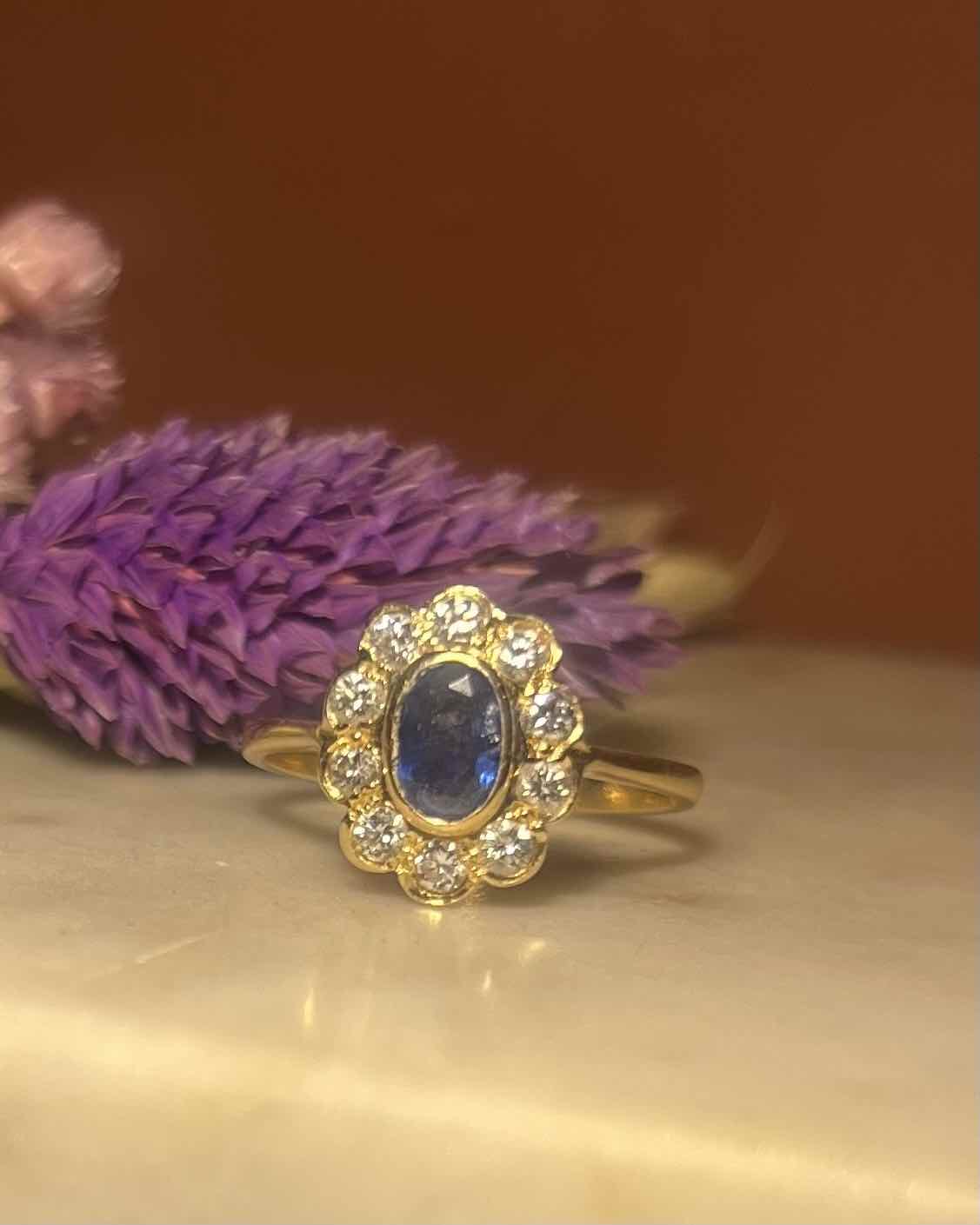 Bague Marguerite Saphir et Diamants "Ambre"