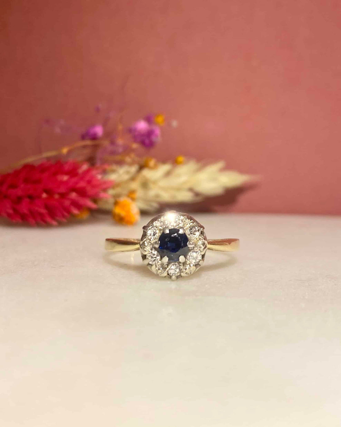 &quot;Nicola&quot; Sapphire &amp;amp; Diamond Daisy Ring