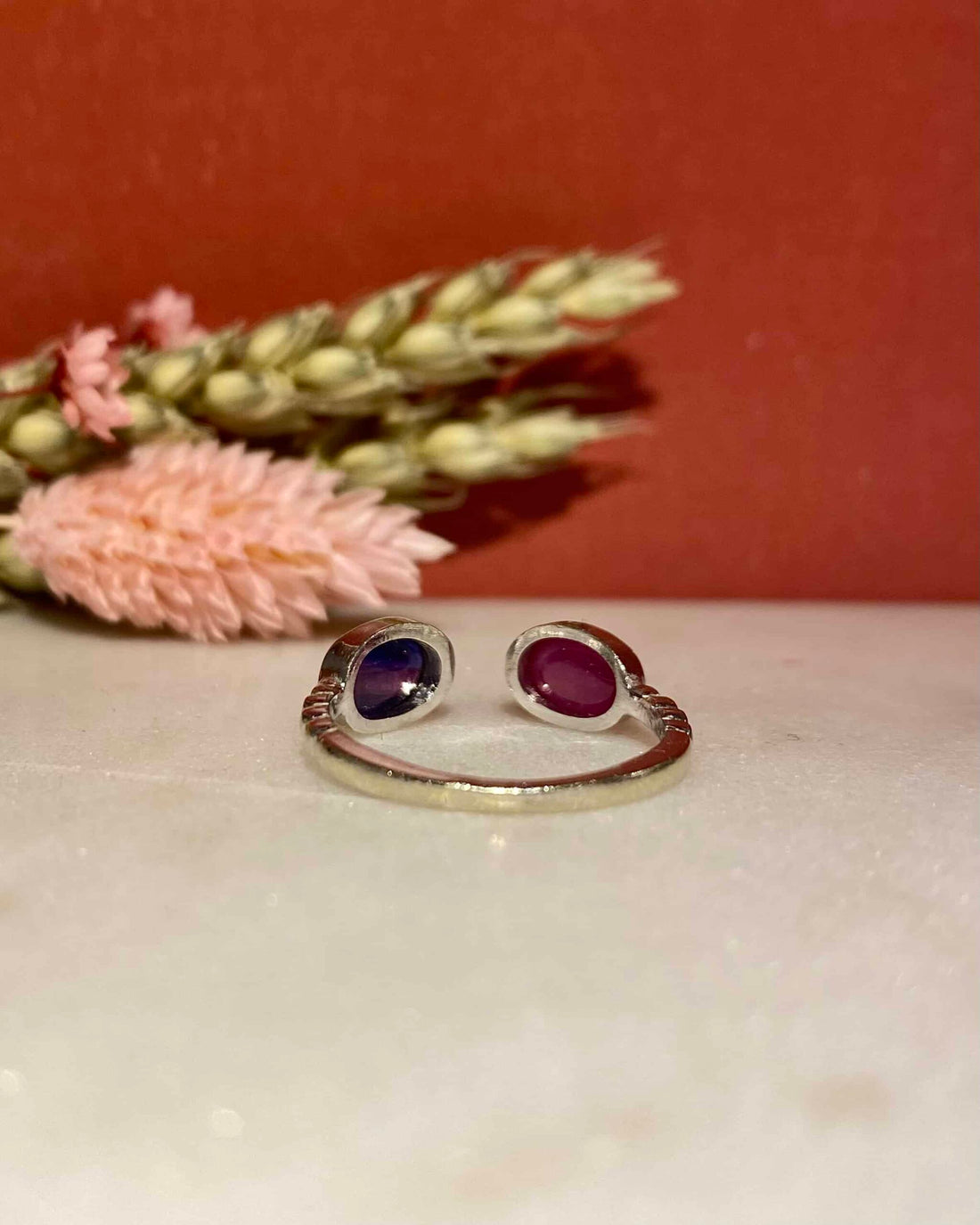 Bague Toi &amp; Moi Saphirs Rose et Violet 2.80 Carats &quot;Ellie&quot;