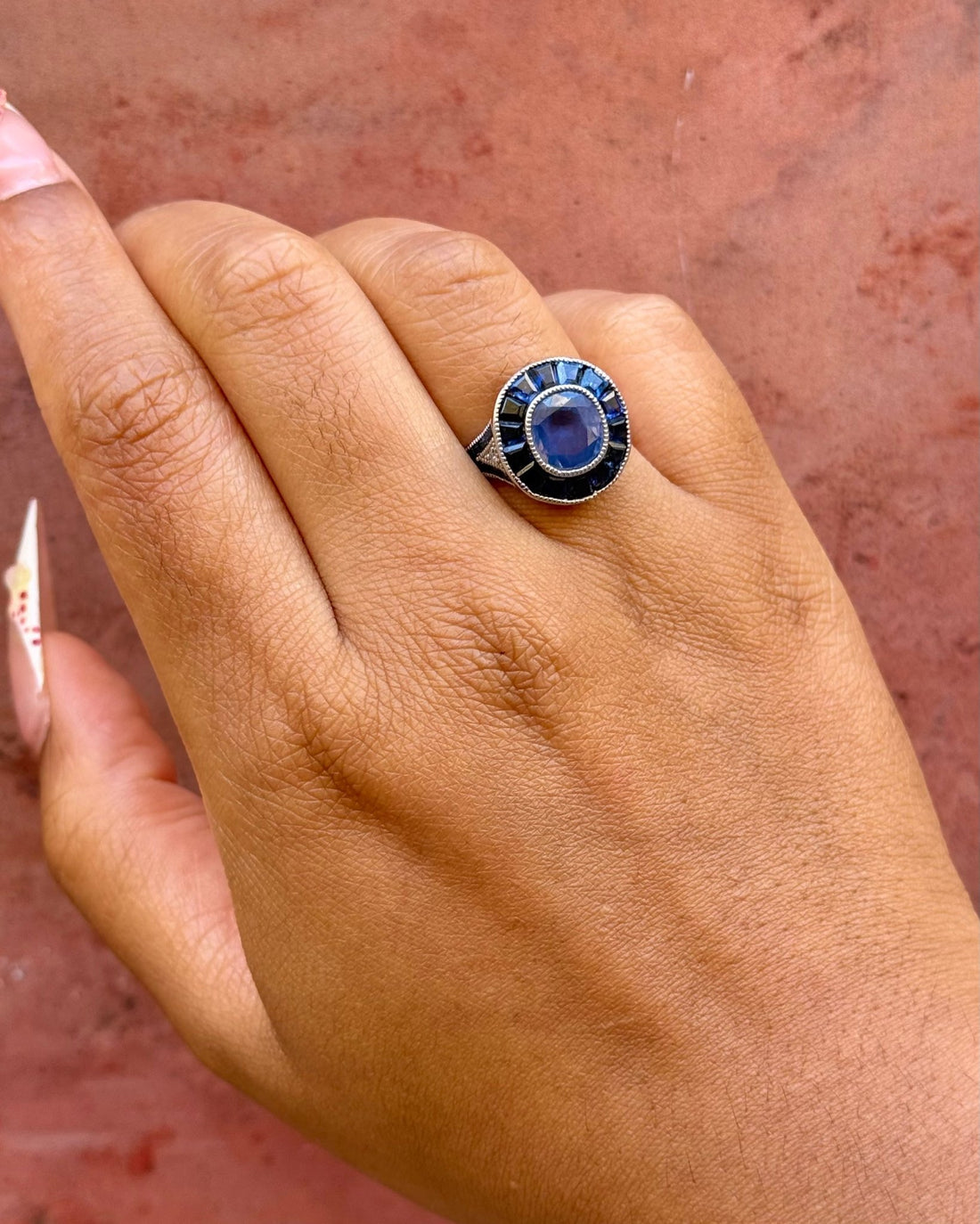 Bague Saphirs Ceylan 5.48 carats &amp; Diamants "Anne-Lise" - Elliade Paris