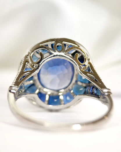 Bague Saphirs Ceylan 5.48 carats &amp; Diamants "Anne-Lise" - Elliade Paris