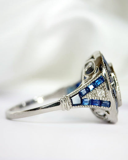 Bague Saphirs Ceylan 5.48 carats &amp; Diamants "Anne-Lise" - Elliade Paris