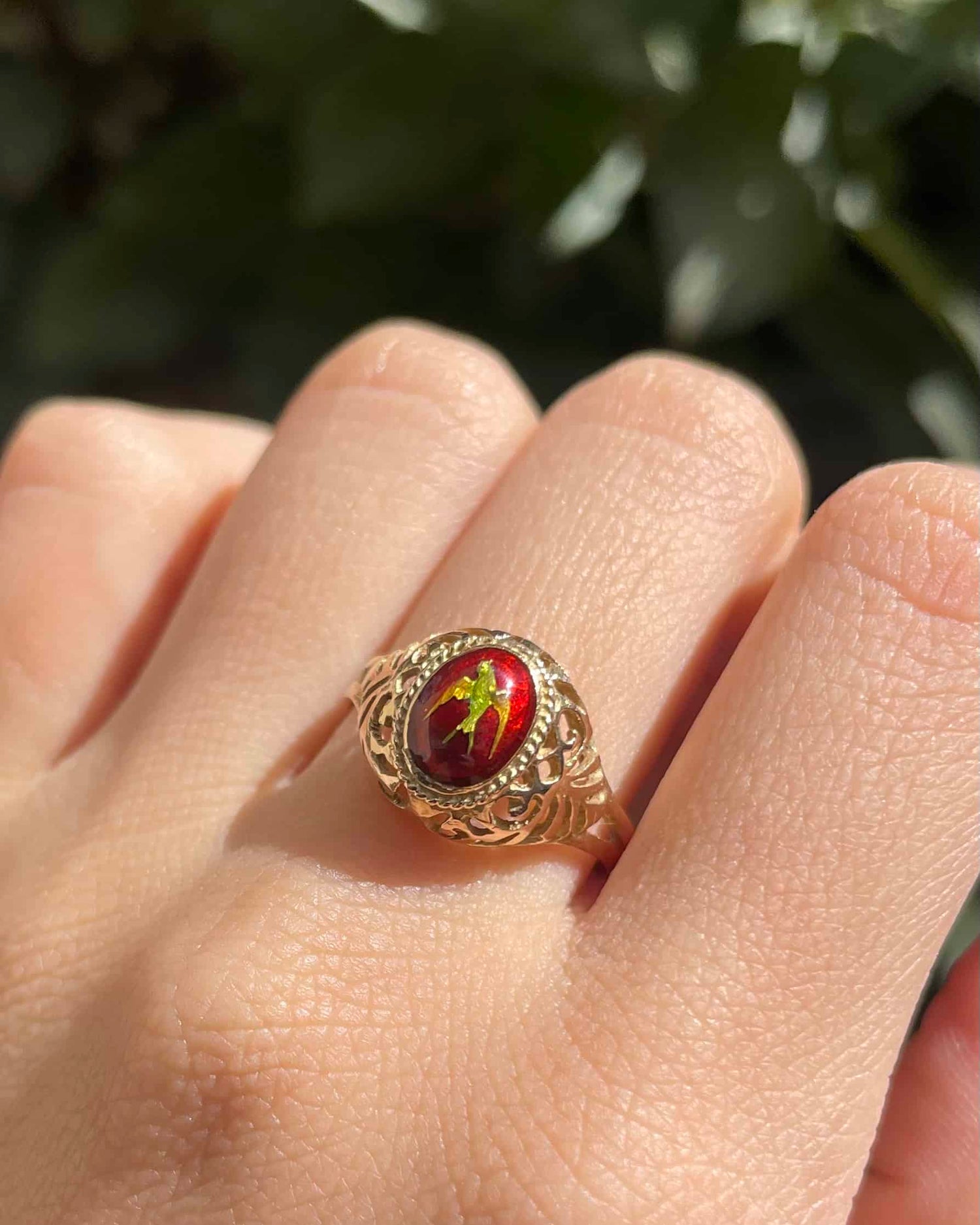 Bague jonc émail d’oiseau &quot;Jany&quot;