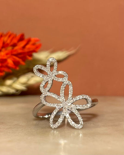 Bague Fleur Vintage 98 Diamants &quot;Golden&quot;