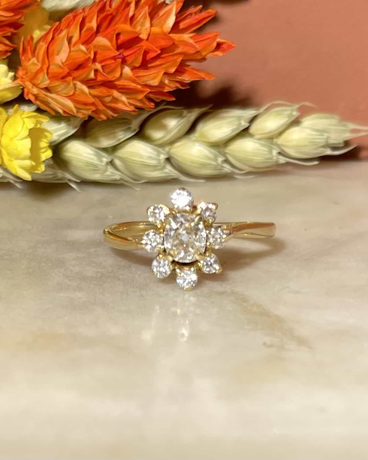 Bague Marguerite Vintage Diamants 0.59 carat "Baudrine"
