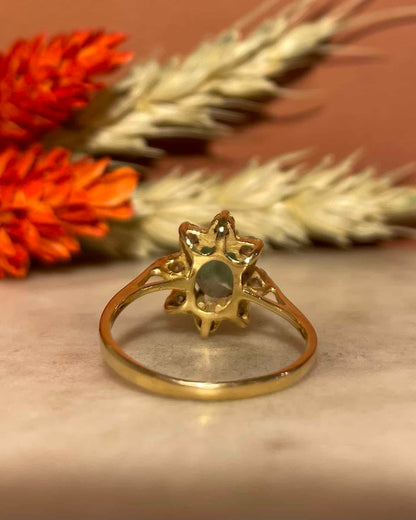 Bague Marguerite Émeraude 0.60 carat &amp; 8 Diamants &quot;Rita&quot;