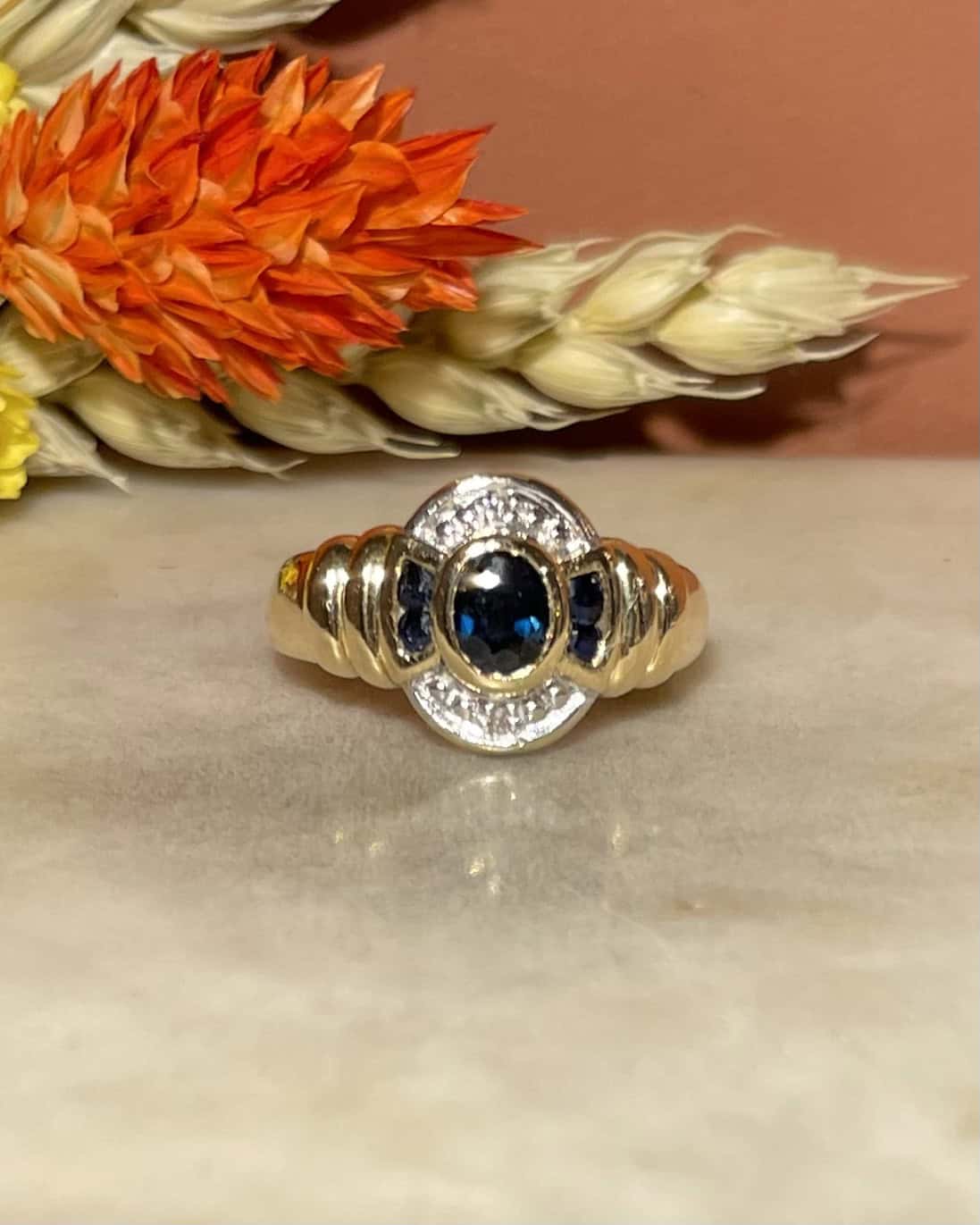 Bague Style Art-Déco Saphirs &amp; Diamants "Natasha"