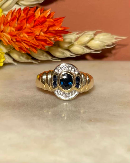Bague Style Art-Déco Saphirs &amp; Diamants &quot;Natasha&quot;
