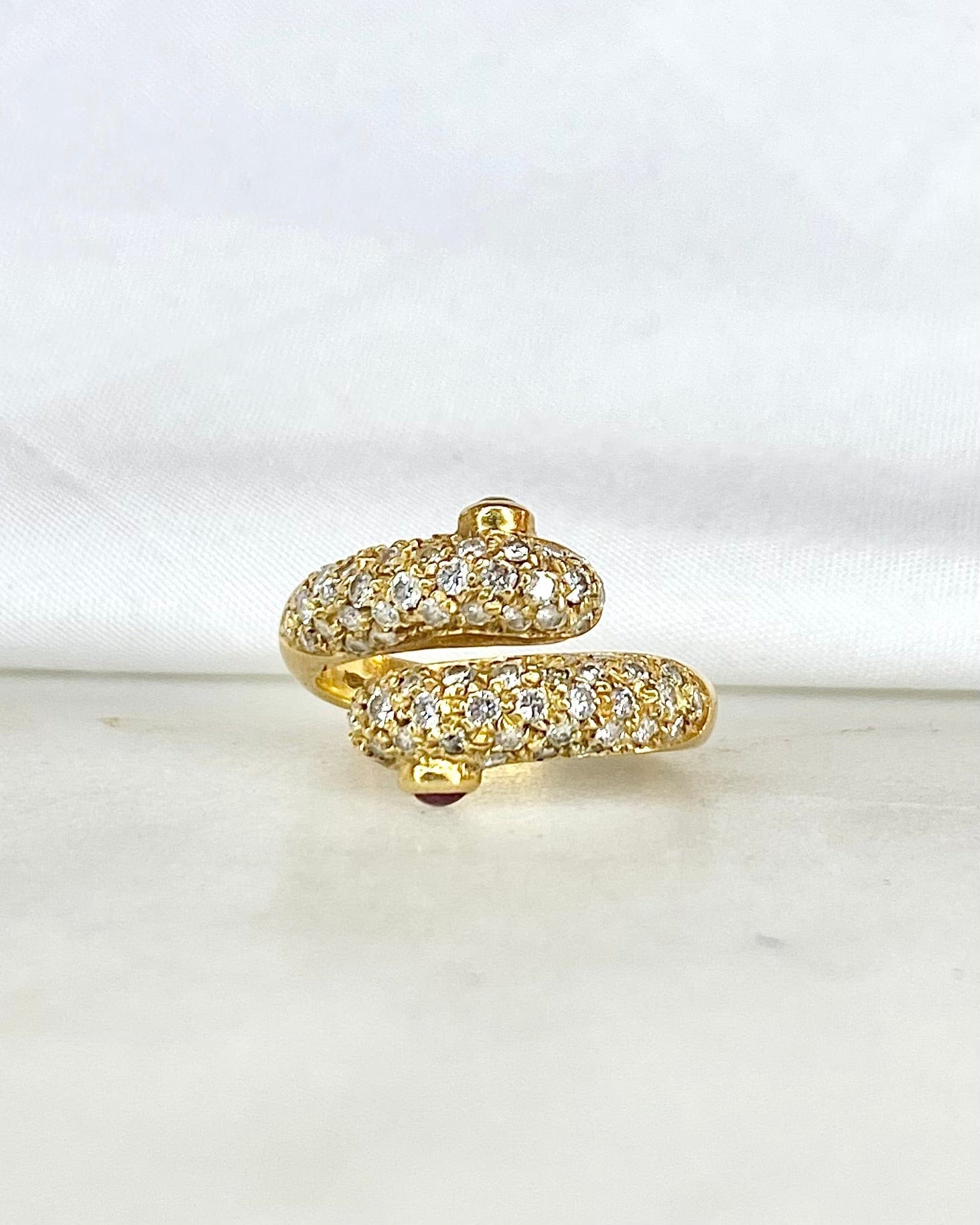 Bague Serpent Vintage Rubis &amp; Diamants 0.66 carat "Sierra" - Elliade Paris