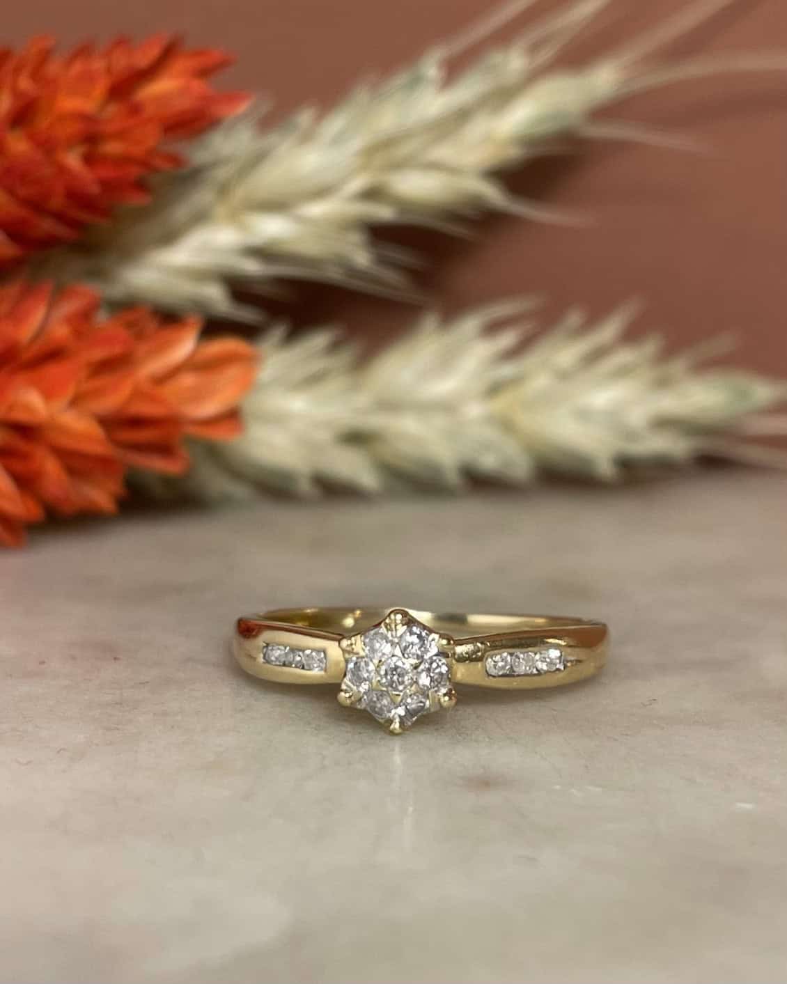 Bague Solitaire 13 Diamants Vintage "Tilly" - Elliade Paris