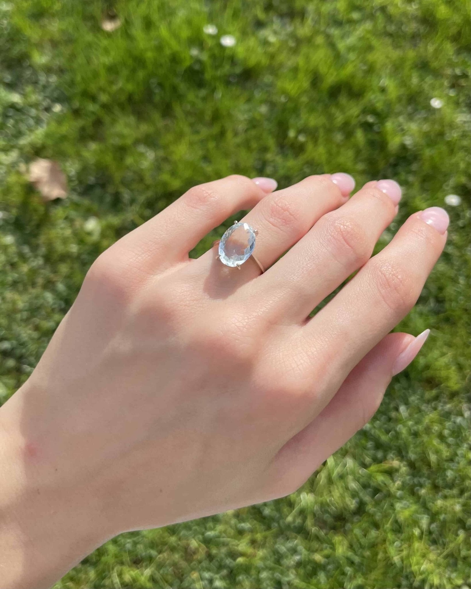 Bague Solitaire Aigue - marine 6.30 carats "Silas" - Elliade Paris