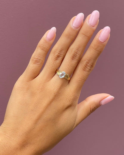 Bague Solitaire Aigue - Marine &quot;Aléana&quot; - Elliade Paris