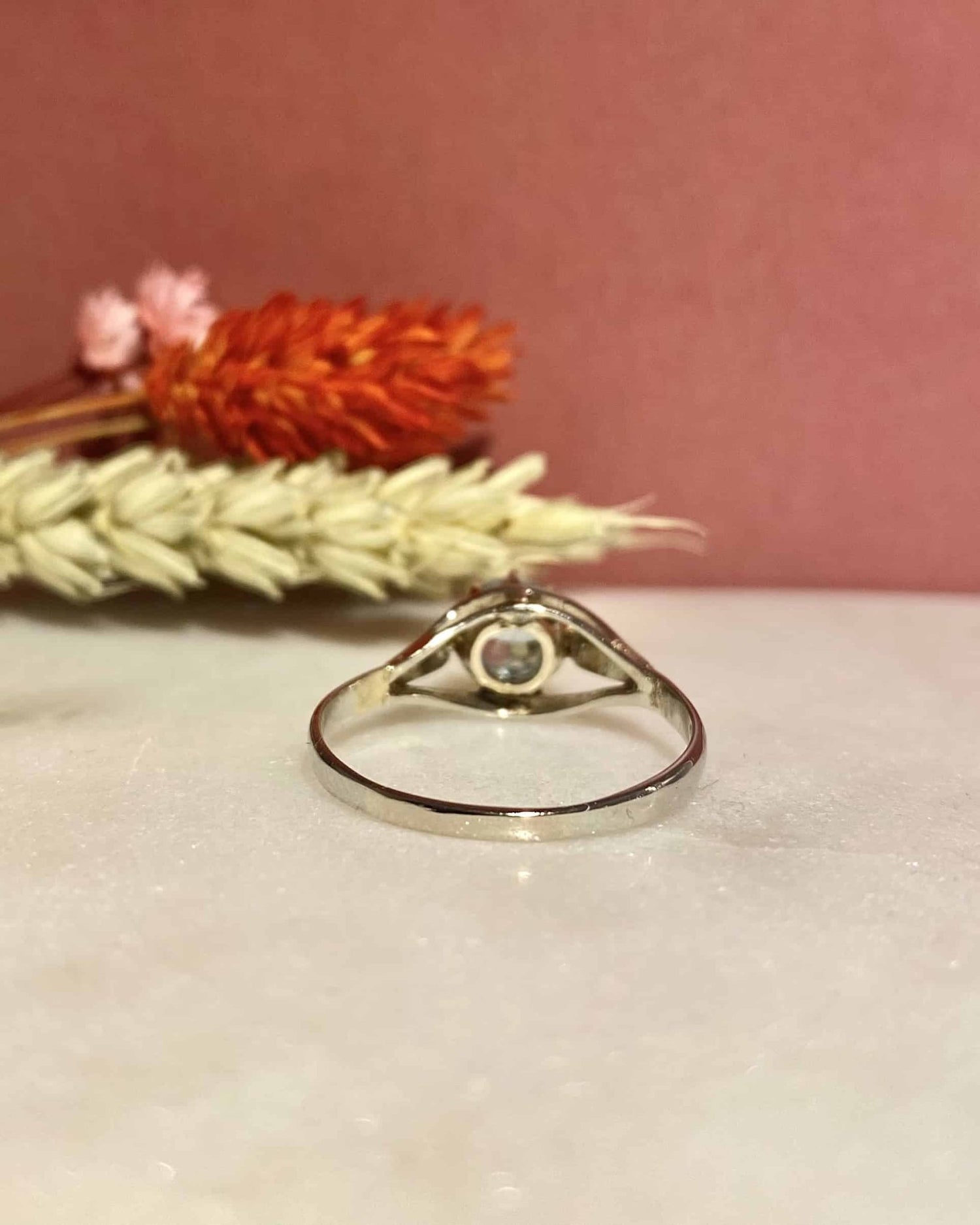 Bague Solitaire Aigue - marine &amp; Diamants &quot;Amalie&quot; - Elliade Paris