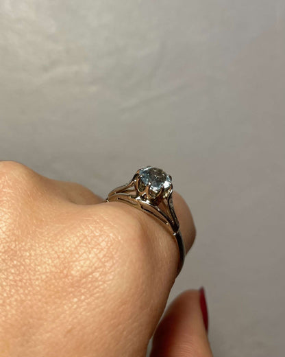 Bague Solitaire Aigue - marine &amp; Diamants &quot;Amalie&quot; - Elliade Paris