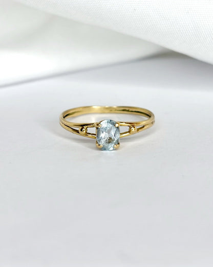 Bague Solitaire Aigue - Marine “Sharen” - Elliade Paris