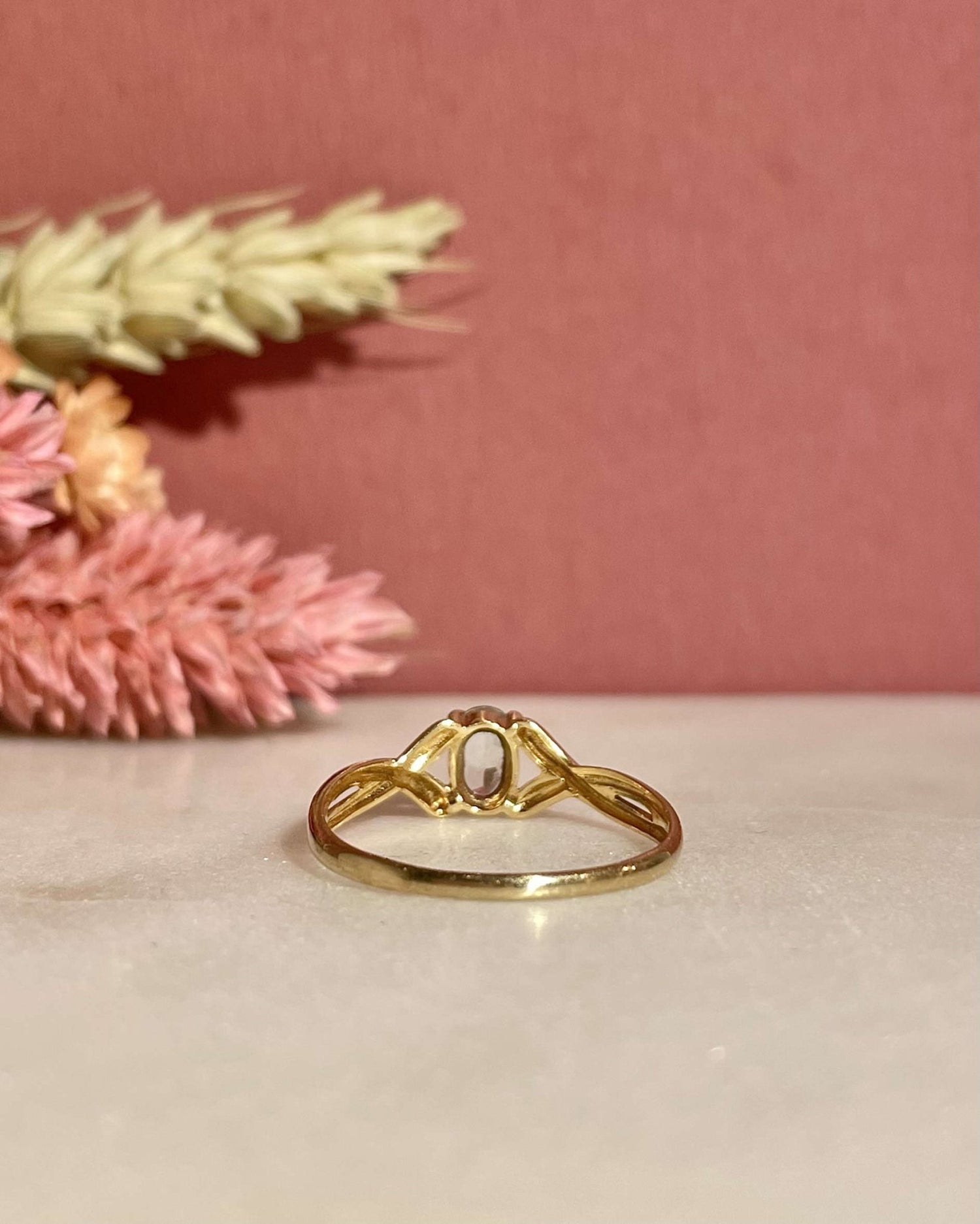 Bague Solitaire Aigue - marine Vintage &quot;Charline&quot; - Elliade Paris