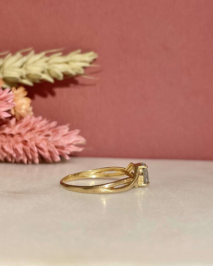 Bague Solitaire Aigue - marine Vintage &quot;Charline&quot; - Elliade Paris