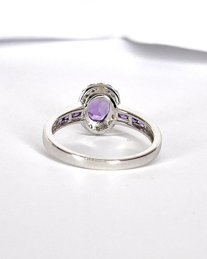 Bague Solitaire Améthyste 0.67 carat &amp; Diamants "Françoise" - Elliade Paris