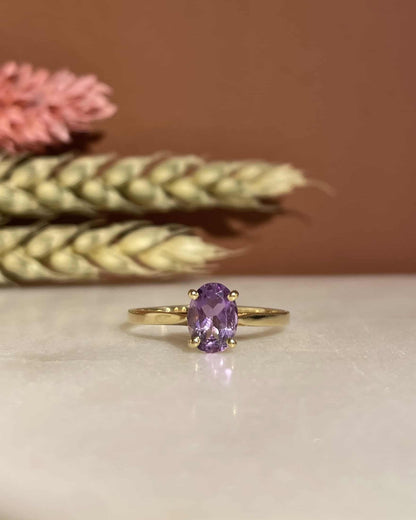 Bague Solitaire Améthyste 0.75 carat &quot;Mahery&quot; - Elliade Paris