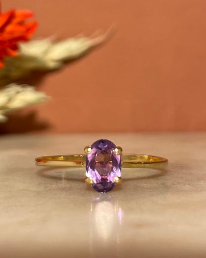 Bague Solitaire Améthyste &quot;Lauréa&quot; - Elliade Paris