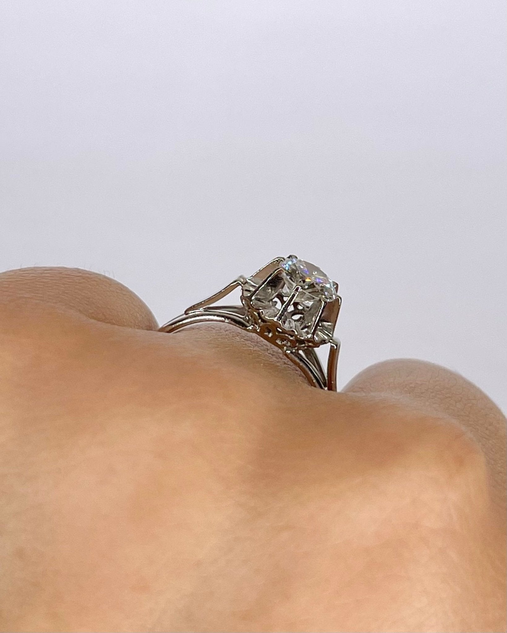 Bague Solitaire Art - Déco Diamant 0.75 carat "Sylvie" - Elliade Paris