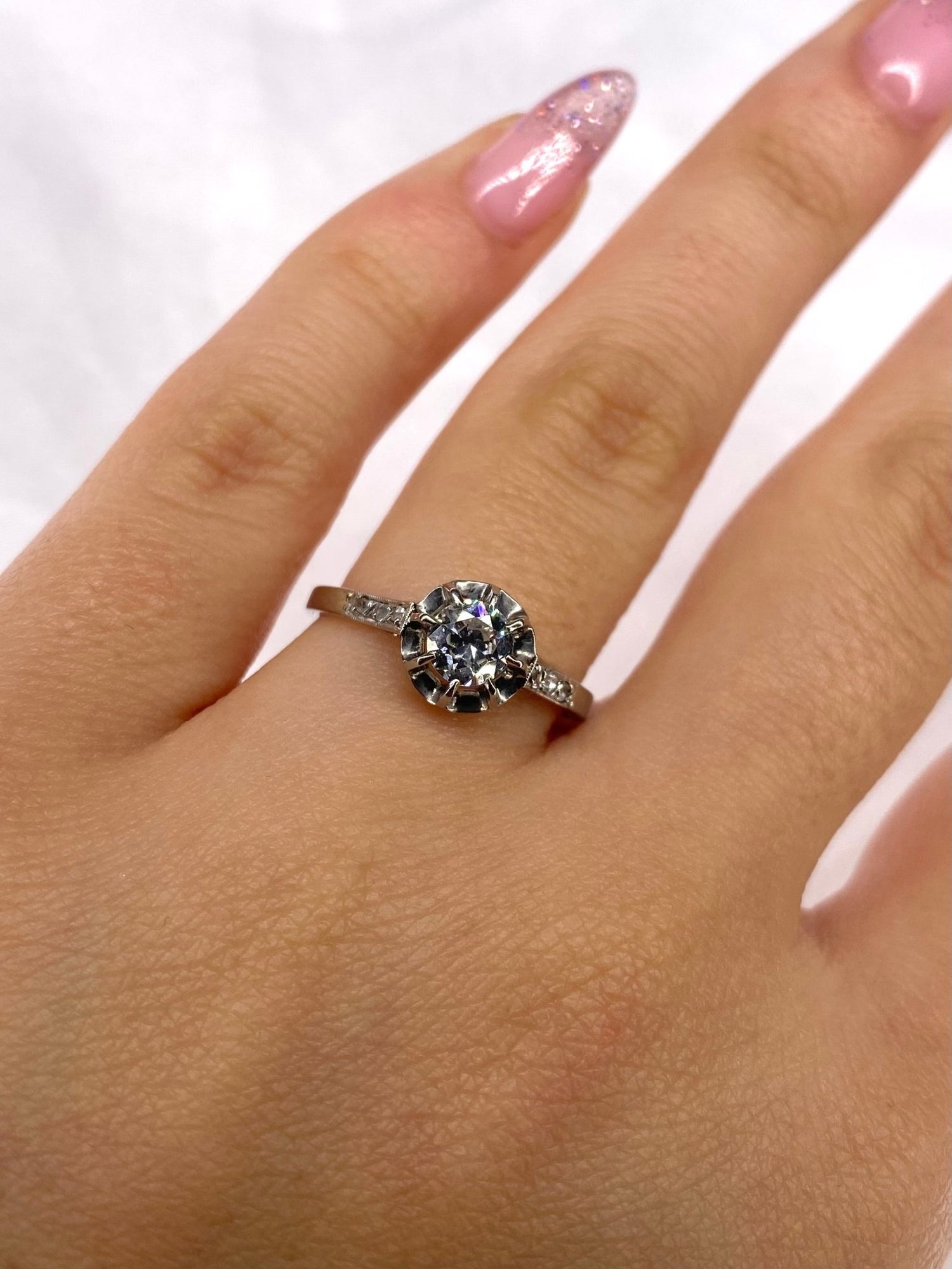 Bague Solitaire Art Déco Diamants 0.43 carat "Rozenne" - Elliade Paris