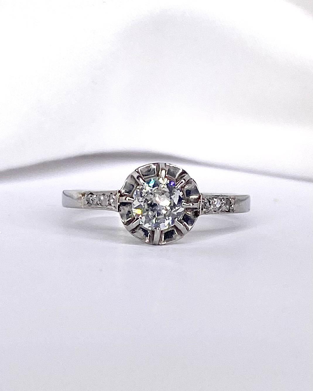 Bague Solitaire Art Déco Diamants 0.43 carat "Rozenne" - Elliade Paris