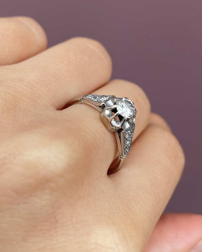 Bague Solitaire Art - Deco Vintage Diamants &quot;Asma&quot; - Elliade Paris