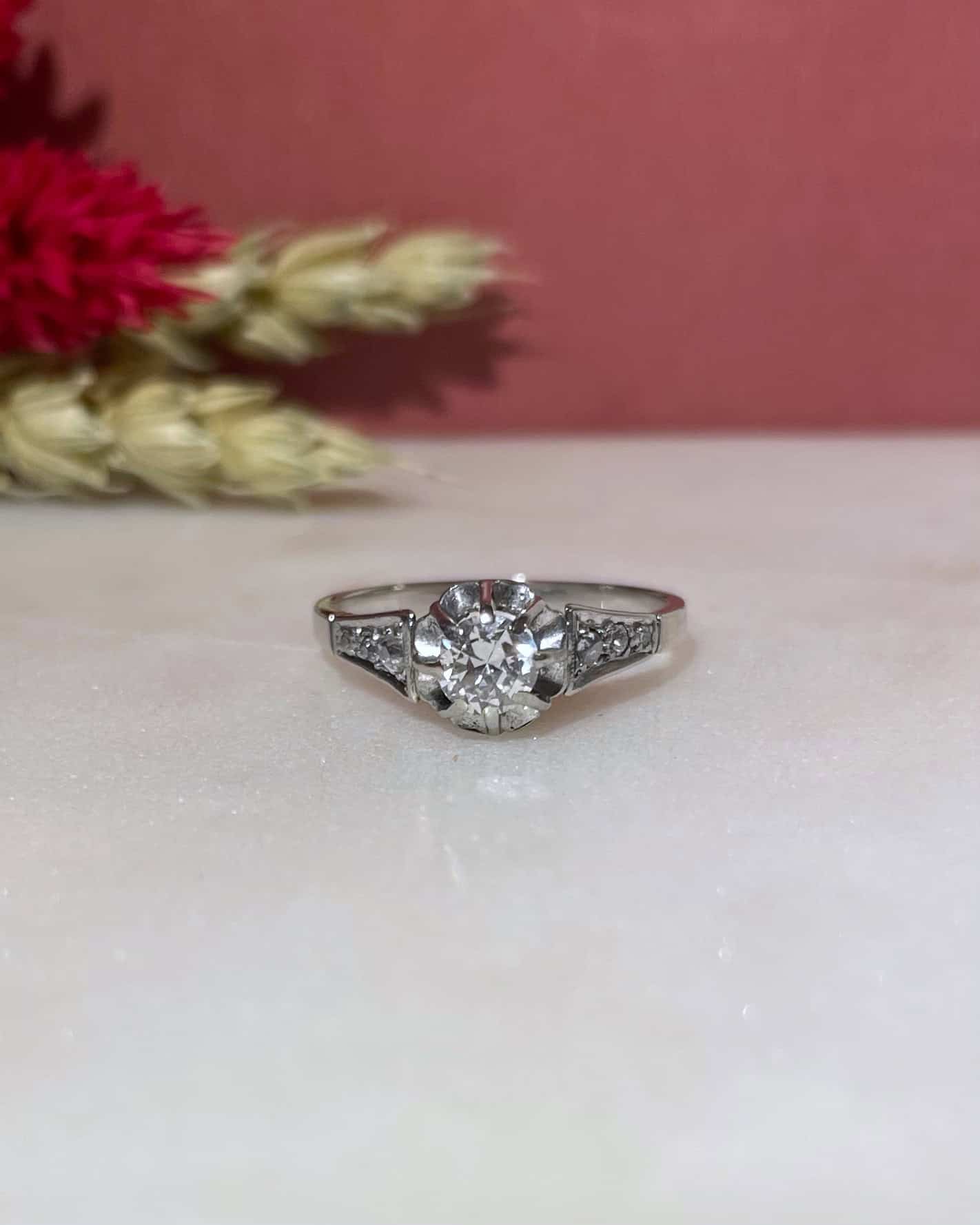 Bague Solitaire Art - Deco Vintage Diamants "Asma" - Elliade Paris