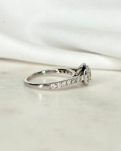 Bague Solitaire Auréole Diamants 1.14 carat &quot;Murielle&quot; - Elliade Paris