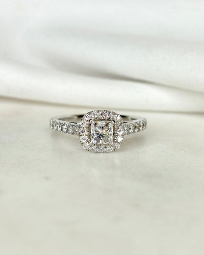 Bague Solitaire Auréole Diamants 1.14 carat &quot;Murielle&quot; - Elliade Paris
