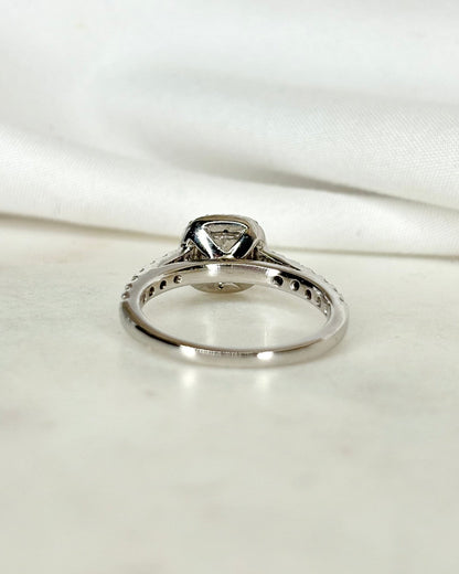 Bague Solitaire Auréole Diamants 1.14 carat &quot;Murielle&quot; - Elliade Paris