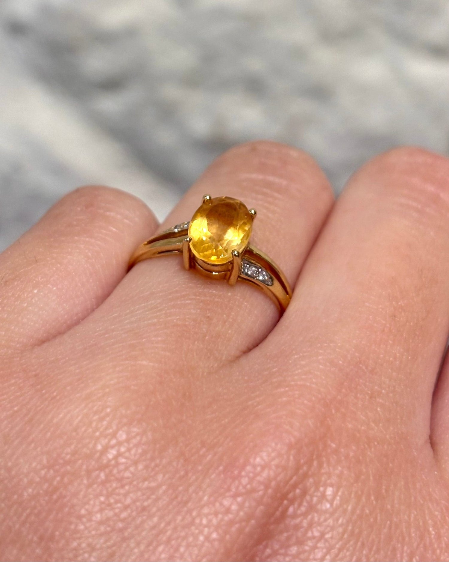 Bague Solitaire Citrine 1.10 carat &amp; Diamants &quot;Nala&quot; - Elliade Paris