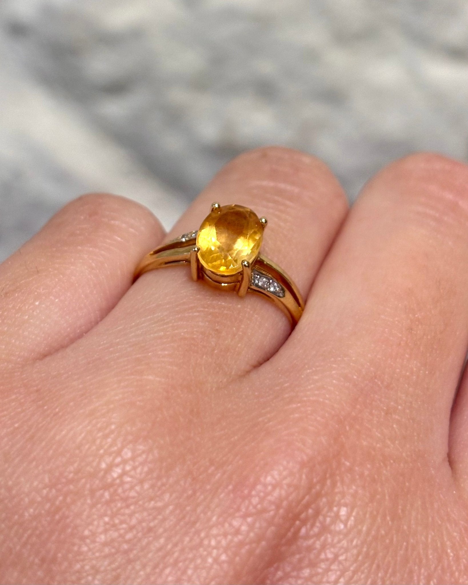 Bague Solitaire Citrine 1.10 carat &amp; Diamants &quot;Nala&quot; - Elliade Paris