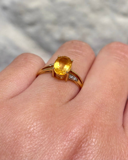 Bague Solitaire Citrine 1.10 carat &amp; Diamants &quot;Nala&quot; - Elliade Paris