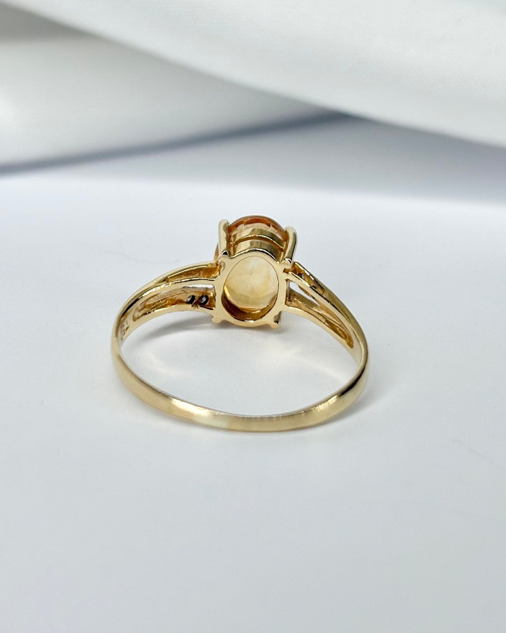 Bague Solitaire Citrine 1.10 carat &amp; Diamants "Nala" - Elliade Paris