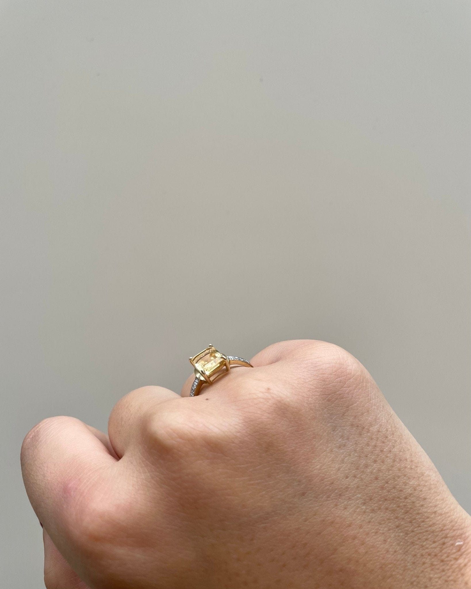 Bague Solitaire Citrine 2.25 carats &amp; Diamants "Dréa" - Elliade Paris